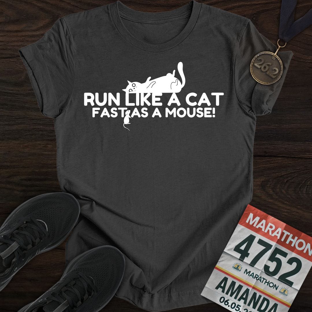 Printify T-Shirt Dark Heather / S Run Like A Cat T-shirt