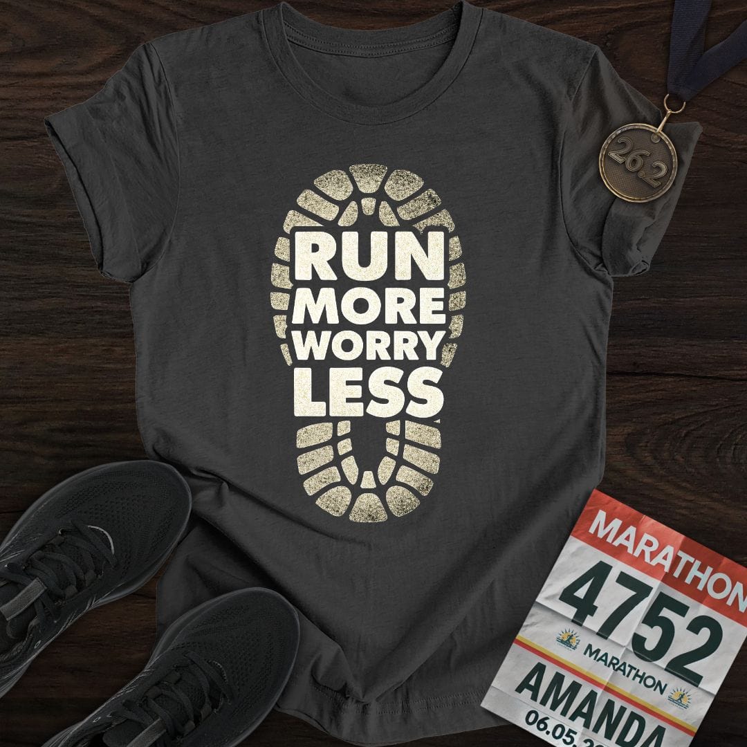 Printify T-Shirt Dark Heather / S Run More Worry Less -2- T-Shirt