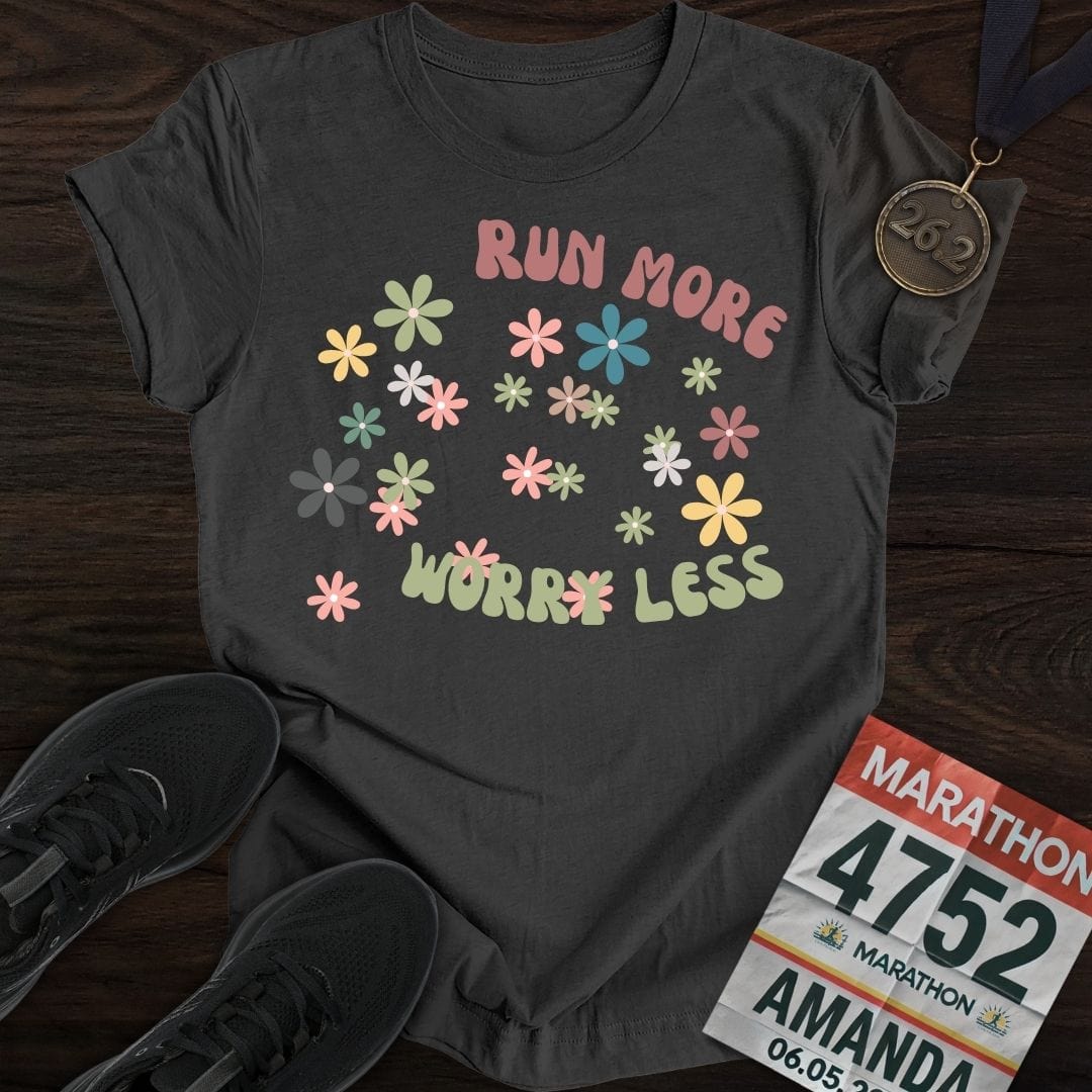 Printify T-Shirt Dark Heather / S Run More Worry Less T-Shirt