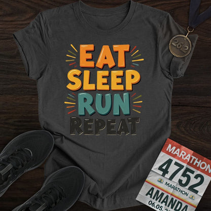 Printify T-Shirt Dark Heather / S Run Repeat Run T-shirt