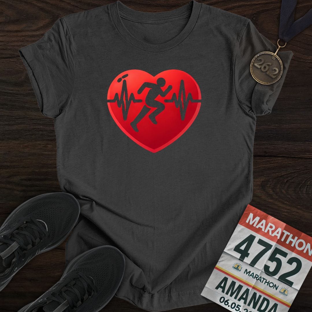 Printify T-Shirt Dark Heather / S Run with Heart T-shirt