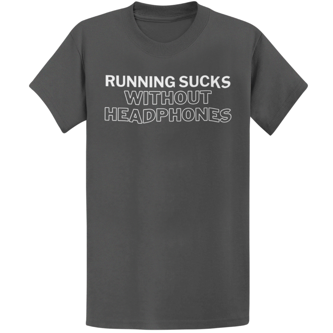 Printify T-Shirt Dark Heather / S Run Without Headphones T-Shirt