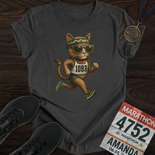 Printify T-Shirt Dark Heather / S Runner Cat T-Shirt