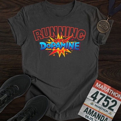 Printify T-Shirt Dark Heather / S Running Is My Dopamine T-shirt