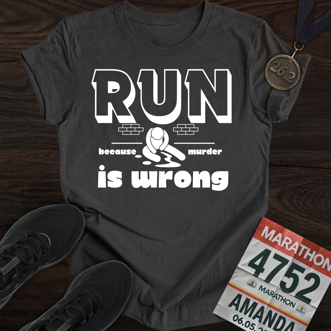 Printify T-Shirt Dark Heather / S Running or Murder T-shirt