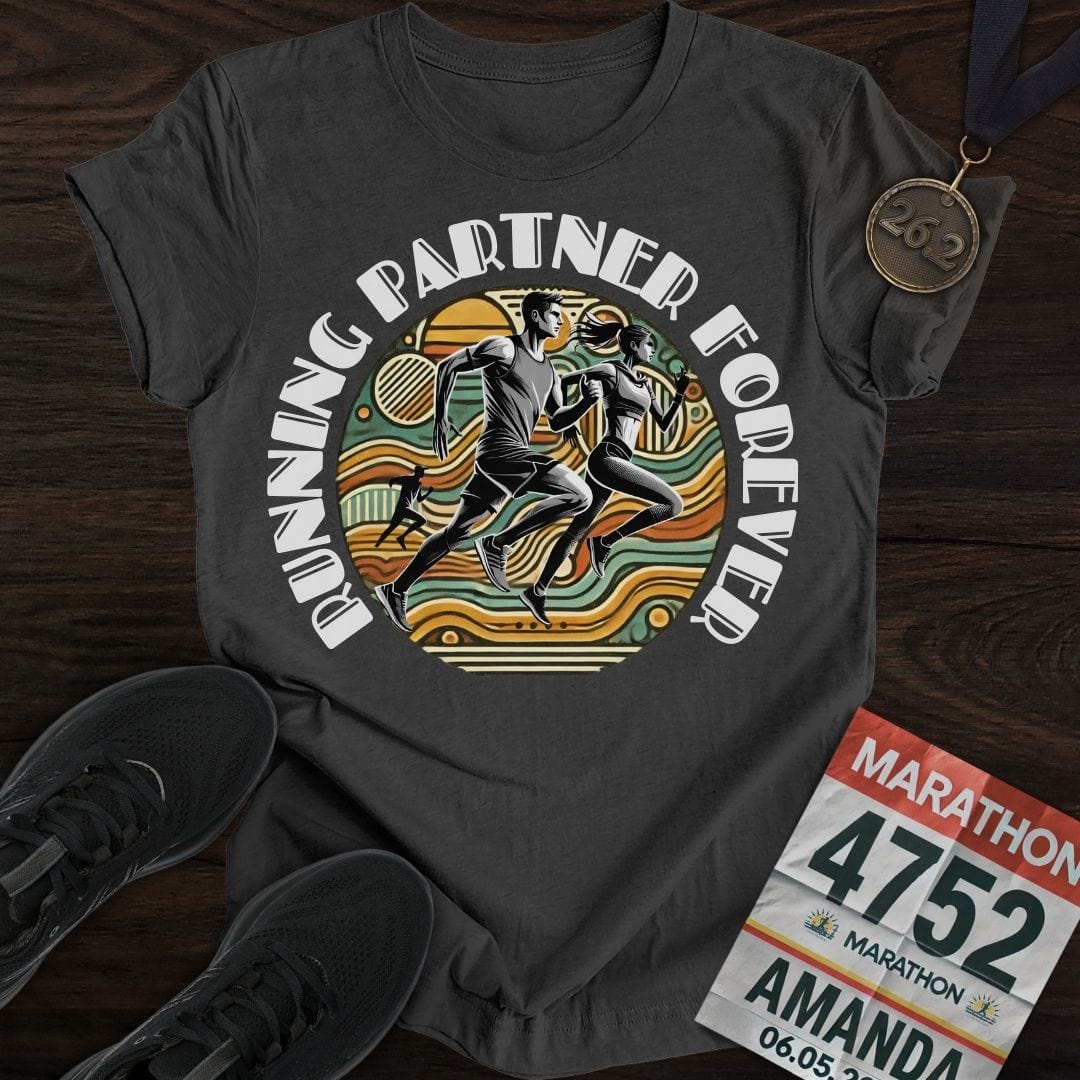 Printify T-Shirt Dark Heather / S Running Partner Forever T-Shirt