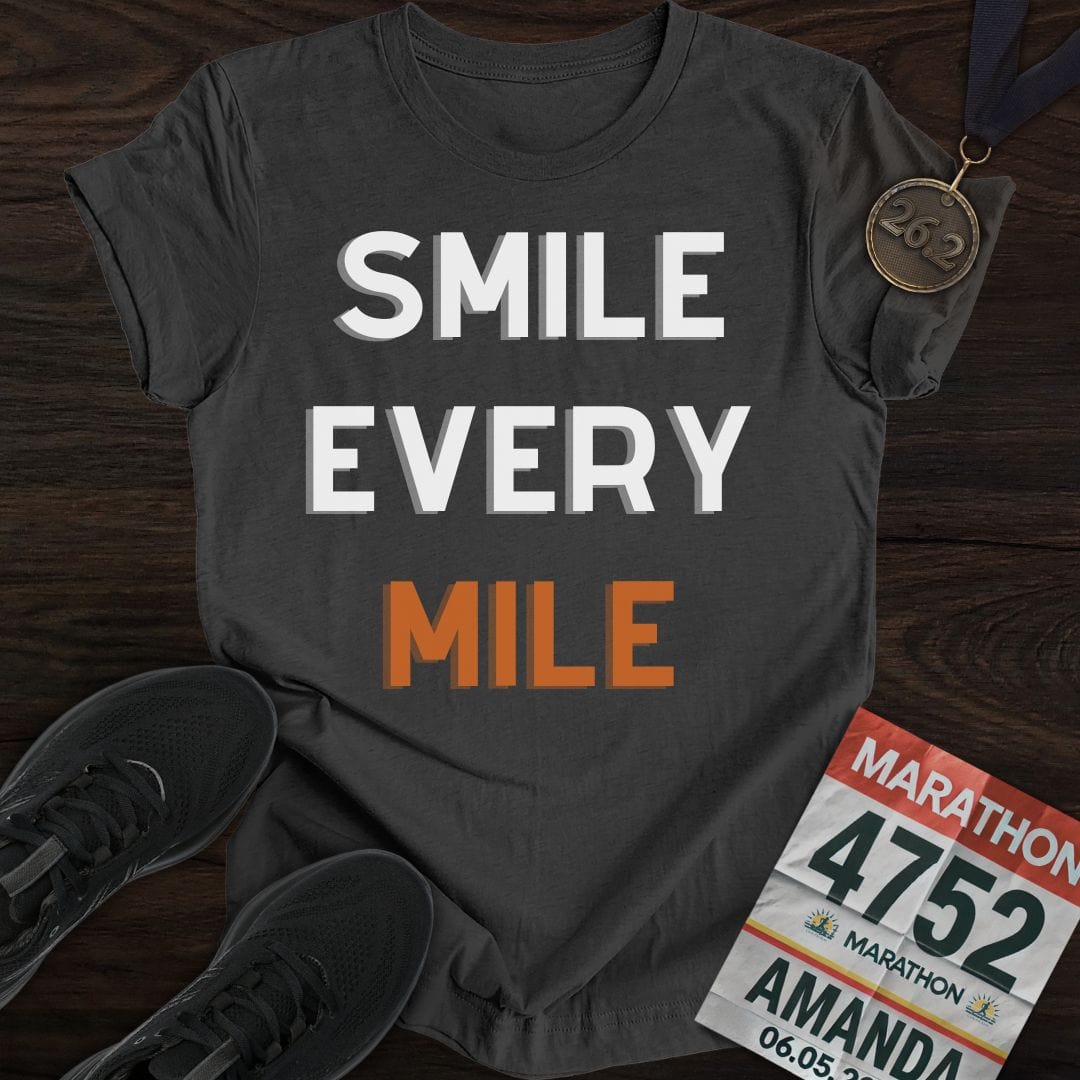 Printify T-Shirt Dark Heather / S Smile Every Mile T-Shirt