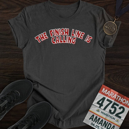 Printify T-Shirt Dark Heather / S The Finish Line Is Calling! T-shirt