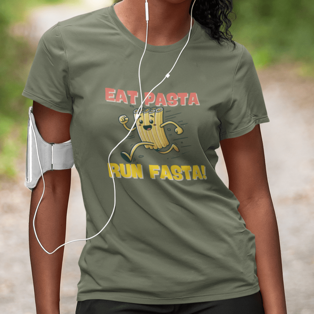 Printify T-Shirt Eat Pasta Run Fasta T-Shirt