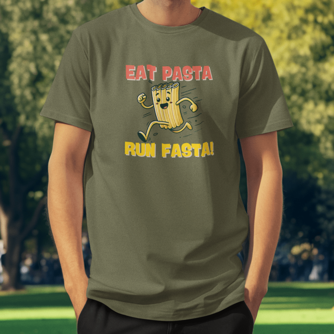 Printify T-Shirt Eat Pasta Run Fasta T-Shirt