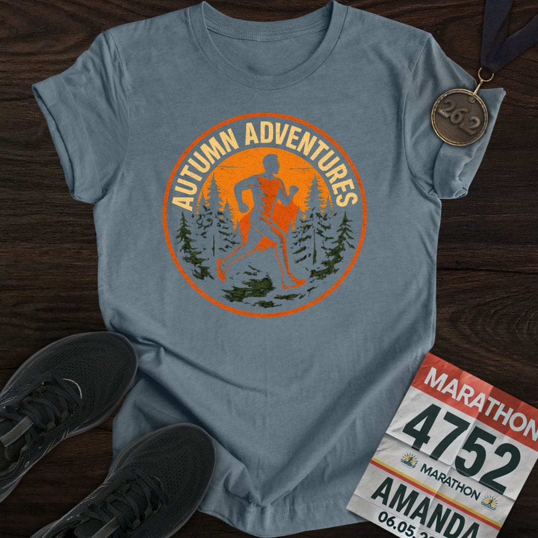 Printify T-Shirt Heather Indigo / S Autumn Runner T-Shirt