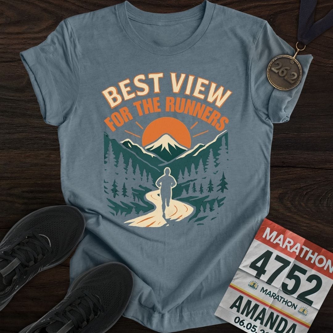 Printify T-Shirt Heather Indigo / S Best View For The Runners T-Shirt