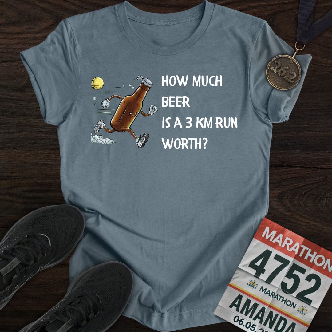 Printify T-Shirt Heather Indigo / S Drink Beer Run 3KM T-Shirt