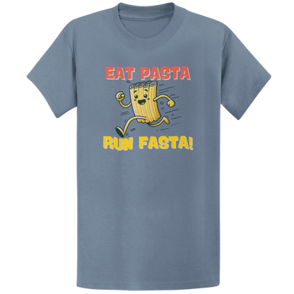 Printify T-Shirt Heather Indigo / S Eat Pasta Run Fasta T-Shirt