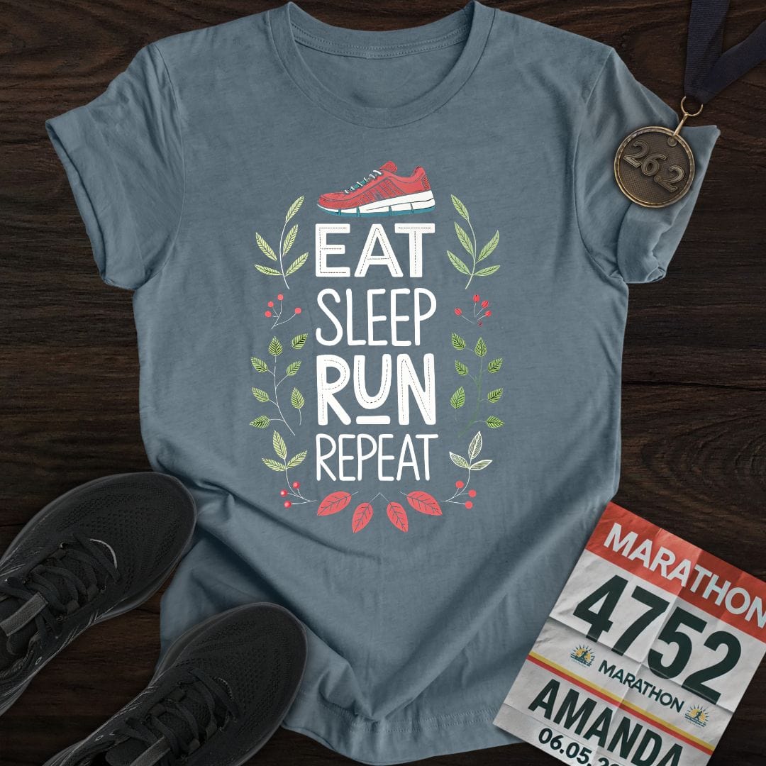Printify T-Shirt Heather Indigo / S Eat Sleep Run Repeat -2- T-shirt