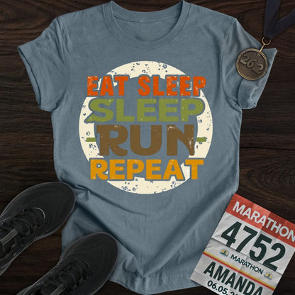 Printify T-Shirt Heather Indigo / S Eat Sleep - Sleep Run Repeat T-shirt