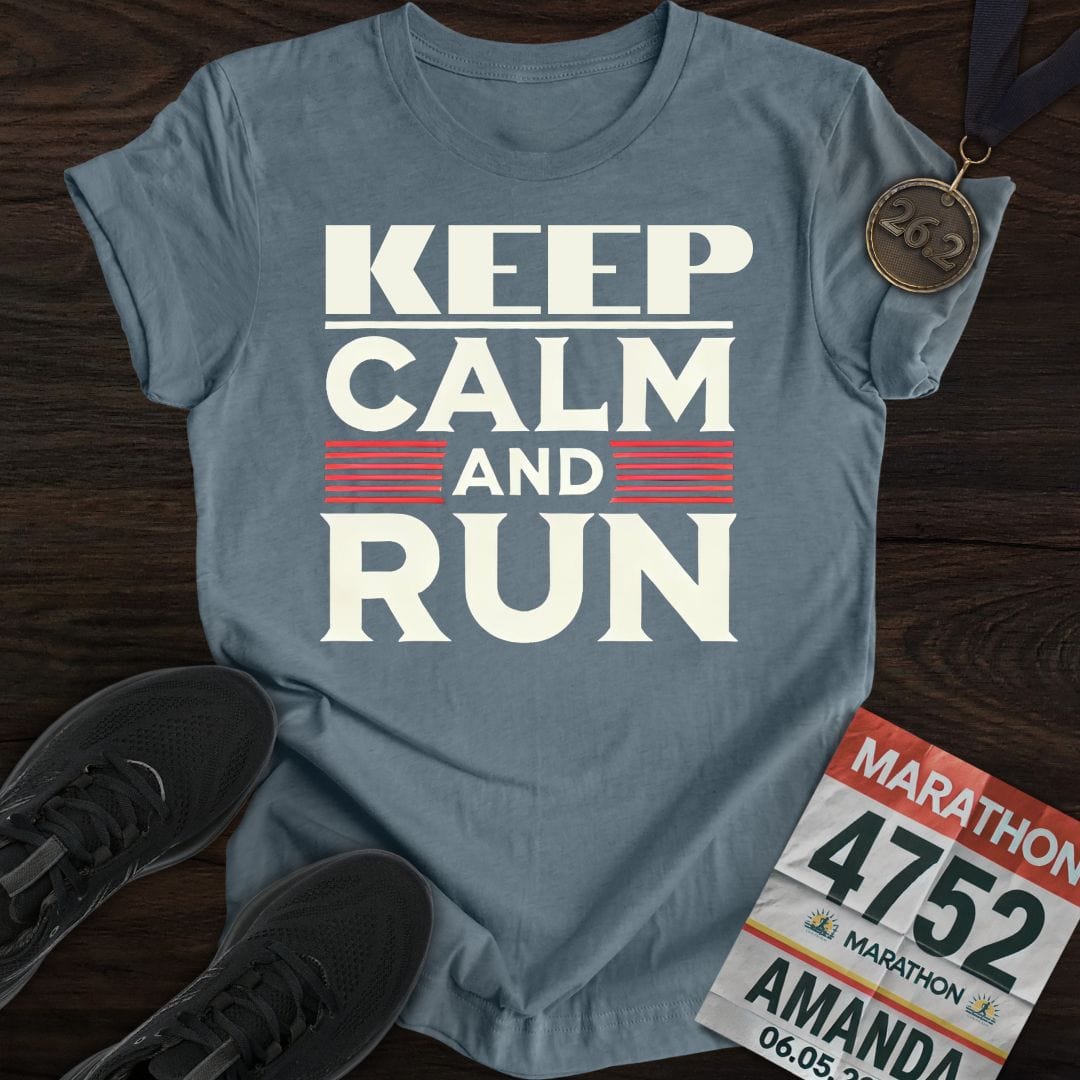 Printify T-Shirt Heather Indigo / S Keep Calm and Run T-shirt