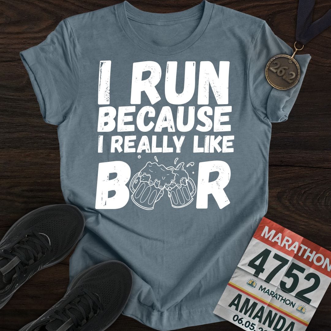 Printify T-Shirt Heather Indigo / S Like Running Or Beer T-shirt
