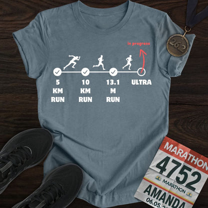 Printify T-Shirt Heather Indigo / S Marathon in Progress T-Shirt