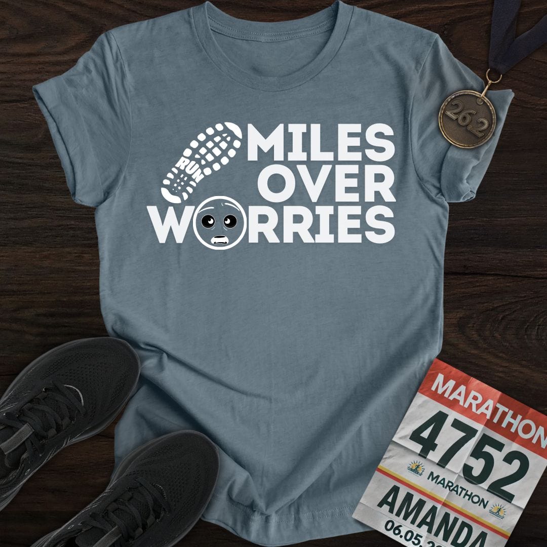 Printify T-Shirt Heather Indigo / S Miles Over Worries
