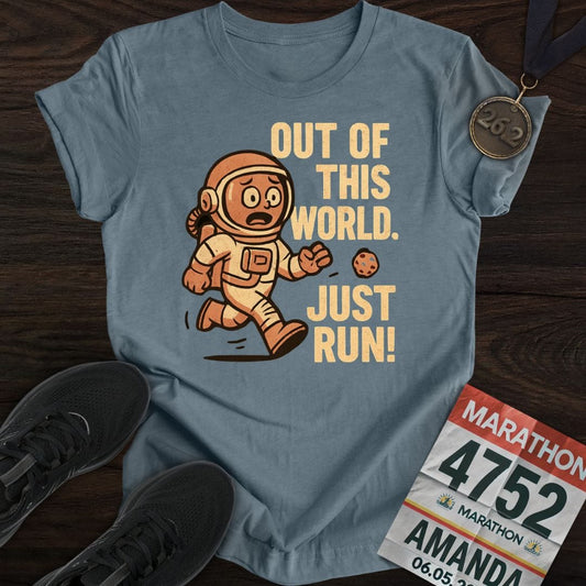 Printify T-Shirt Heather Indigo / S Out of This World, Just Run -2- T-shirt