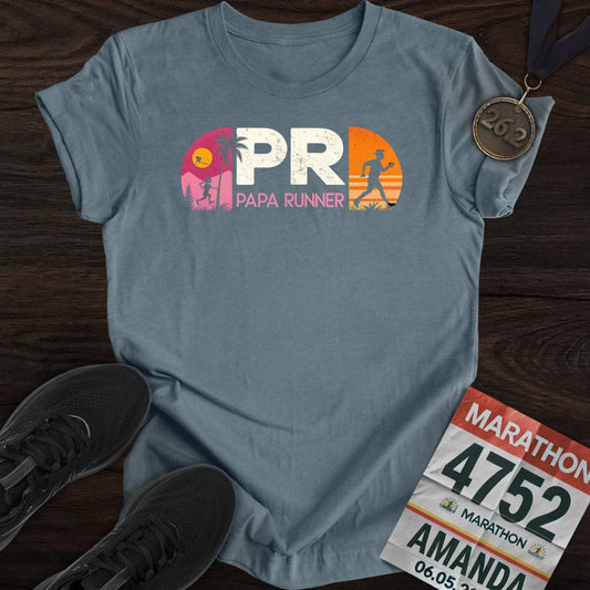Printify T-Shirt Heather Indigo / S PR: Papa Runner -1- T-shirt