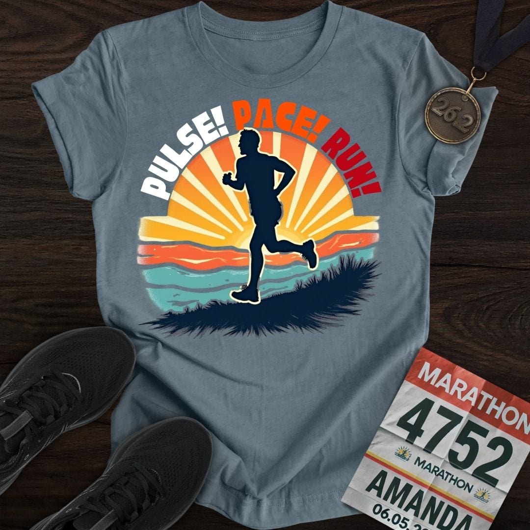 Printify T-Shirt Heather Indigo / S Pulse! Pace! Run! T-shirt