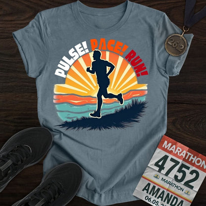 Printify T-Shirt Heather Indigo / S Pulse! Pace! Run! T-shirt