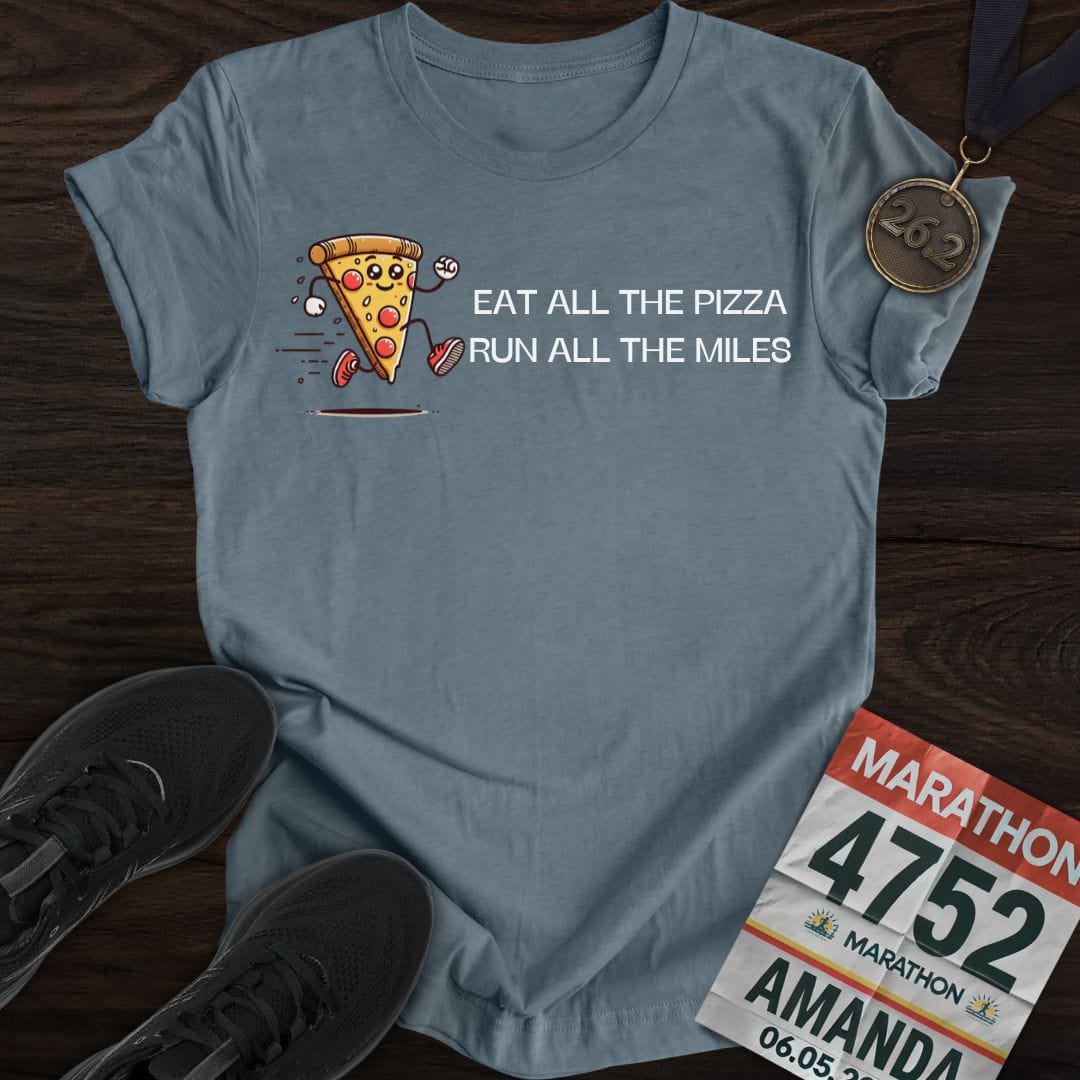 Printify T-Shirt Heather Indigo / S Run All The Miles T-Shirt