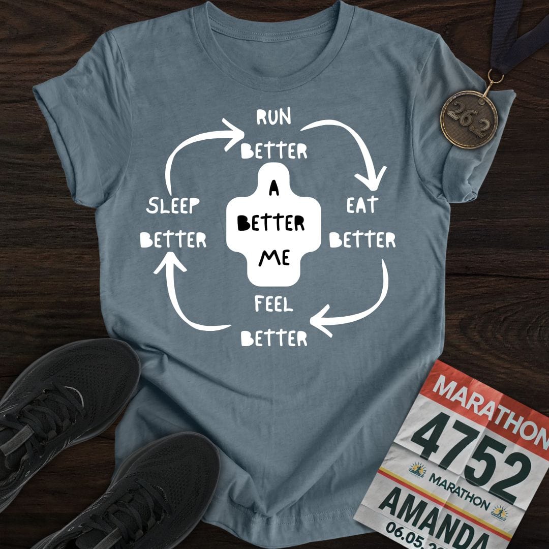 Printify T-Shirt Heather Indigo / S Run Better Feel Better T-shirt