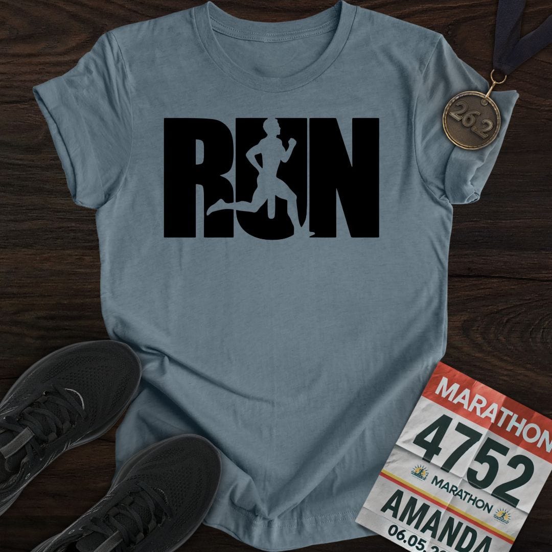 Printify T-Shirt Heather Indigo / S Run Boy T-shirt
