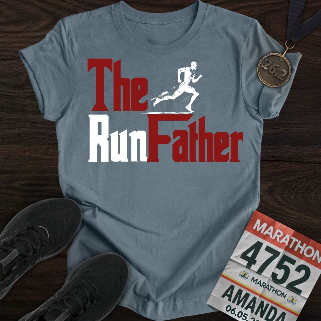 Printify T-Shirt Heather Indigo / S Run Father Run!