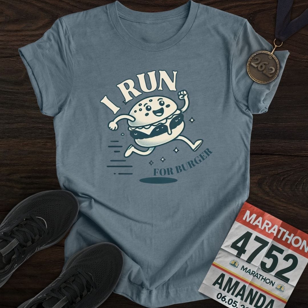 Printify T-Shirt Heather Indigo / S Run For Burger T-Shirt