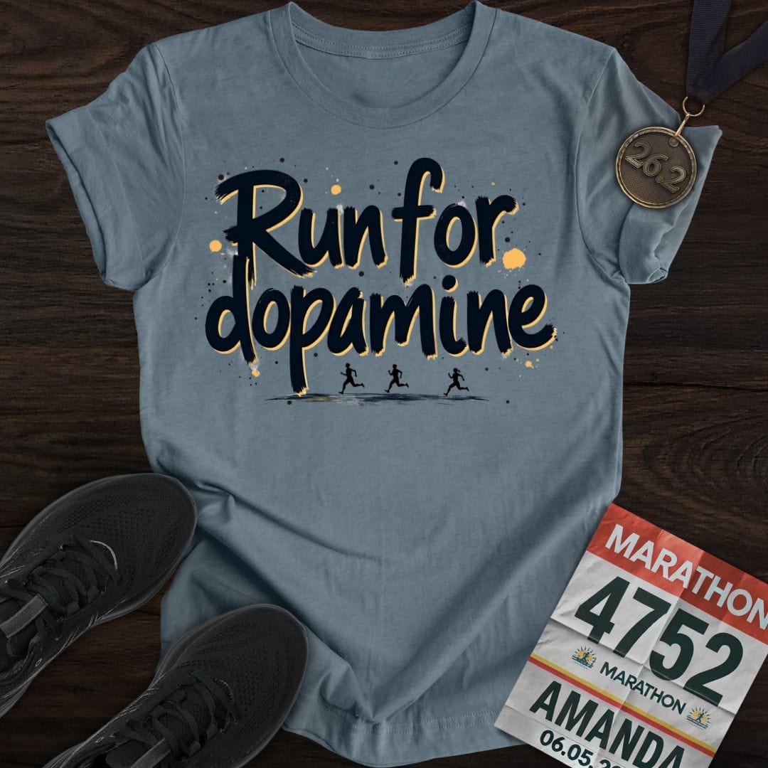 Printify T-Shirt Heather Indigo / S Run For Dopamine -2- T-shirt
