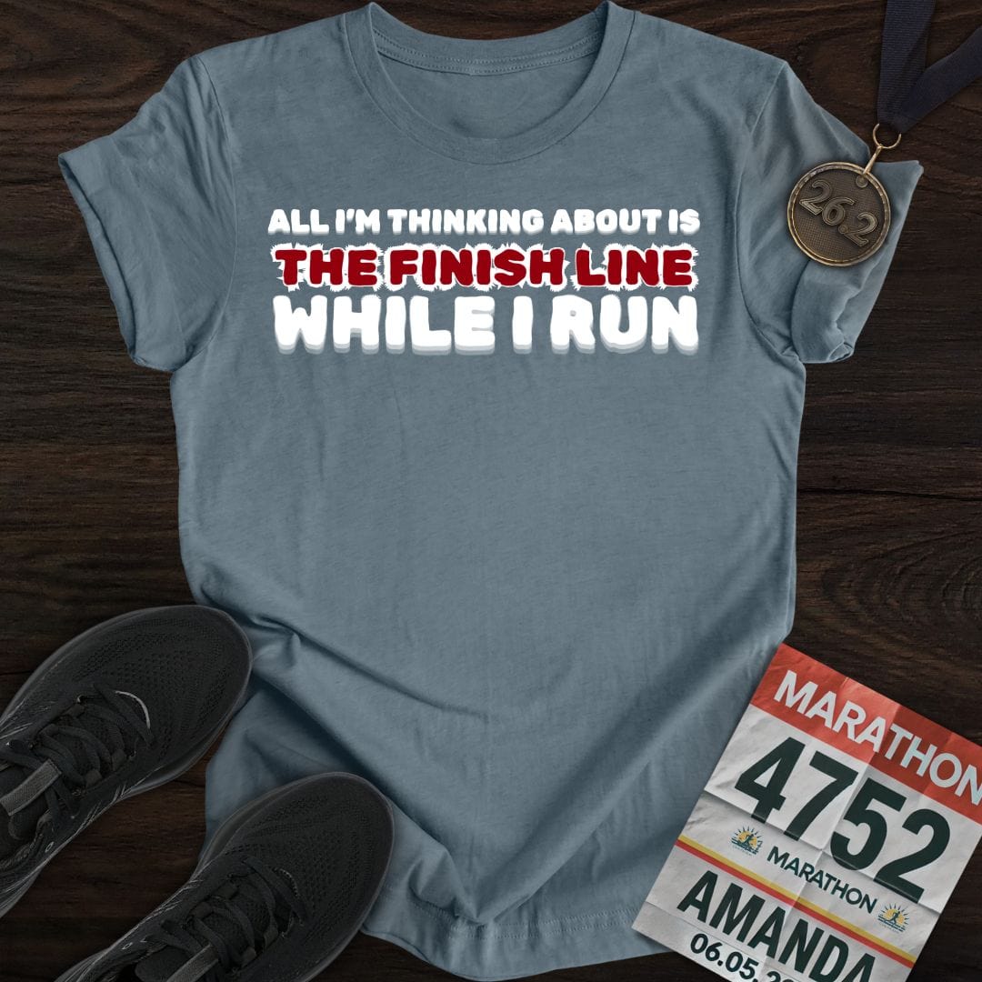 Printify T-Shirt Heather Indigo / S Run For The Finish T-shirt