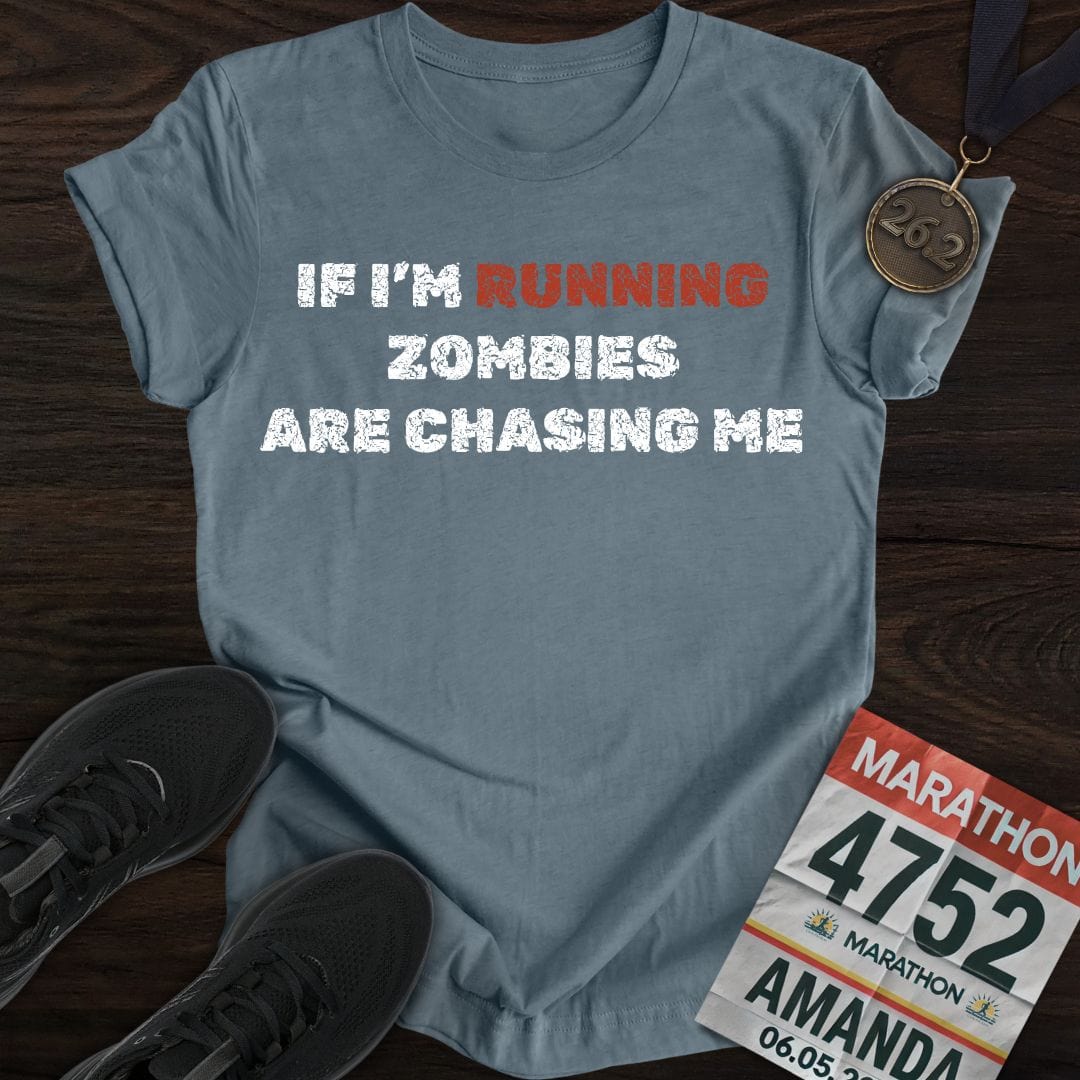 Printify T-Shirt Heather Indigo / S Run From Zombies T-Shirt