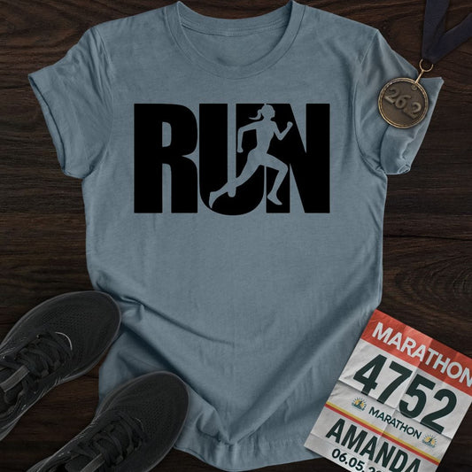 Printify T-Shirt Heather Indigo / S Run Girl T-shirt