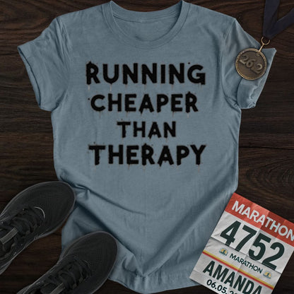 Printify T-Shirt Heather Indigo / S Run Or Go Therapy T-shirt