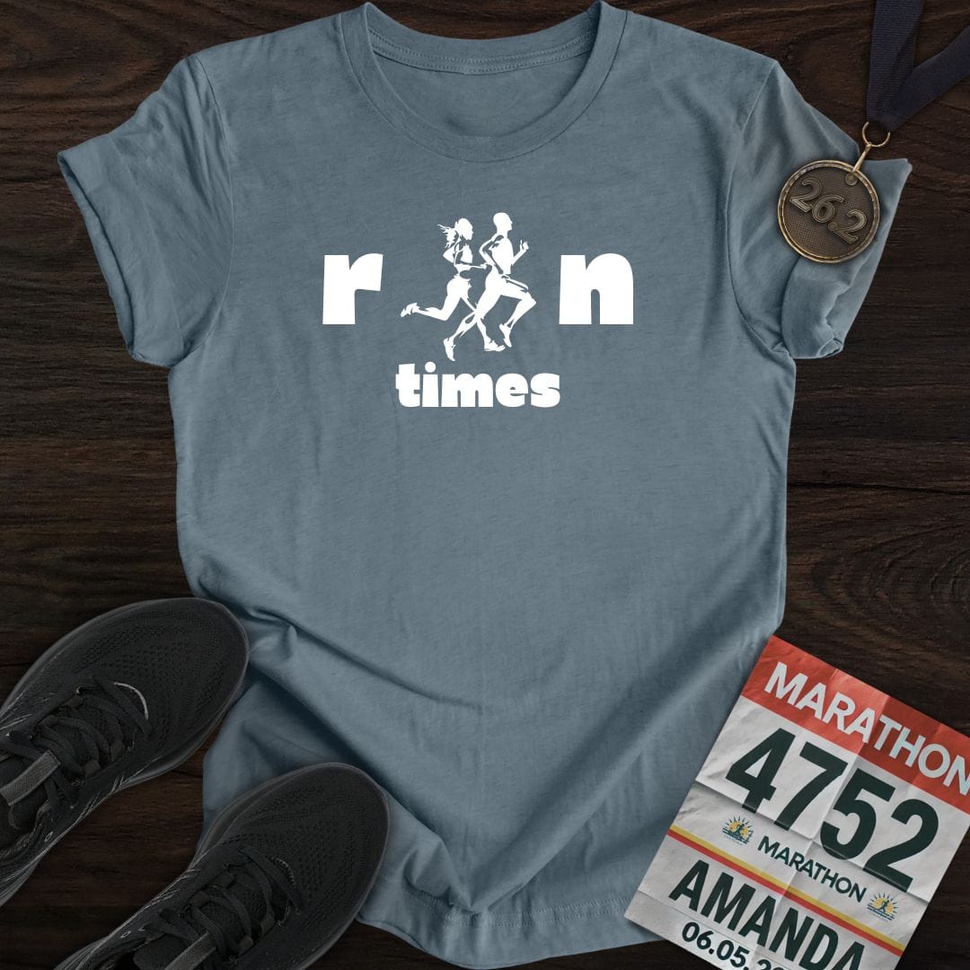 Printify T-Shirt Heather Indigo / S Run Times T-shirt
