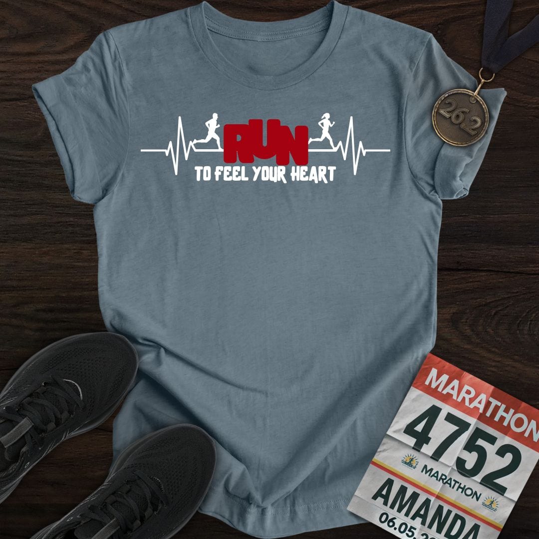 Printify T-Shirt Heather Indigo / S Run to Feel Your Heart T-shirt