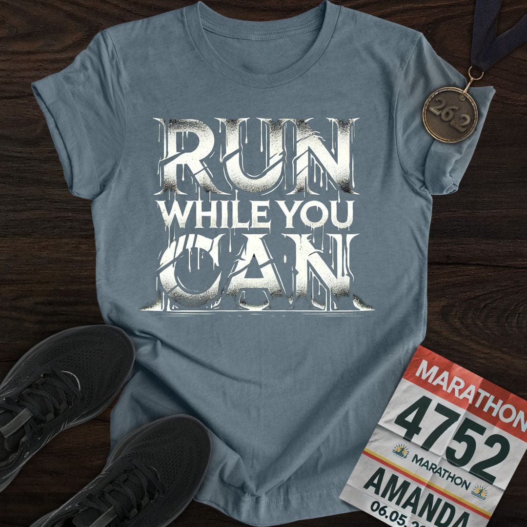 Printify T-Shirt Heather Indigo / S Run While You Can T-shirt