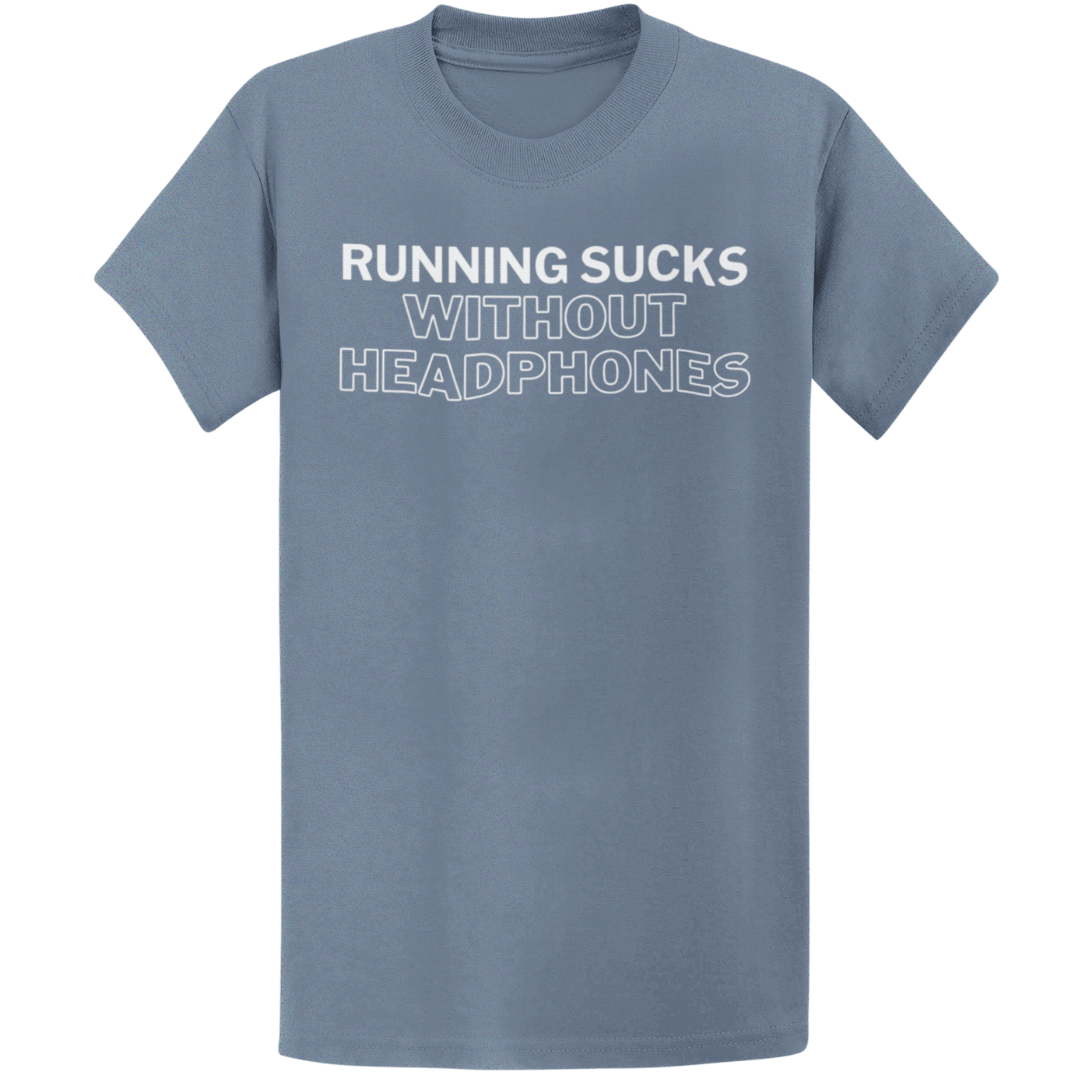 Printify T-Shirt Heather Indigo / S Run Without Headphones T-Shirt