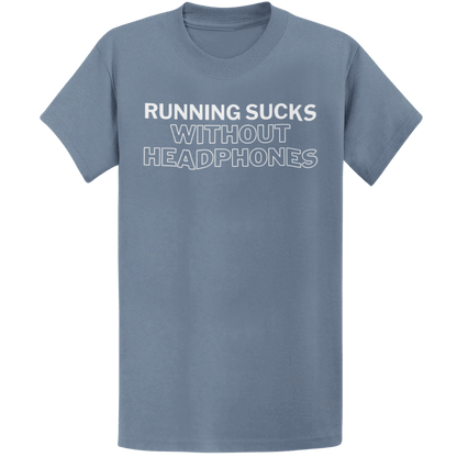 Printify T-Shirt Heather Indigo / S Run Without Headphones T-Shirt