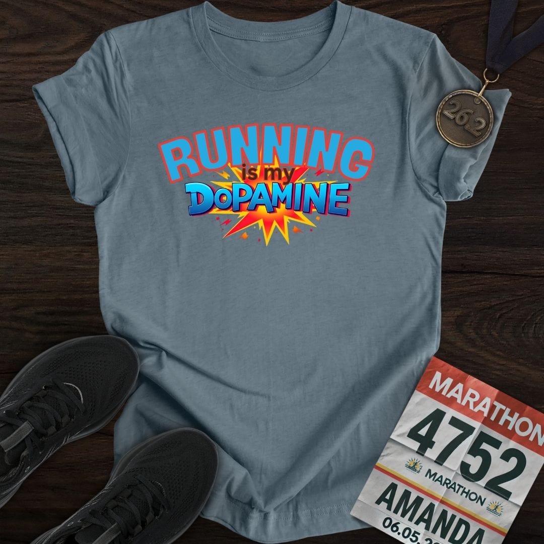 Printify T-Shirt Heather Indigo / S Running Is My Dopamine -2- T-shirt