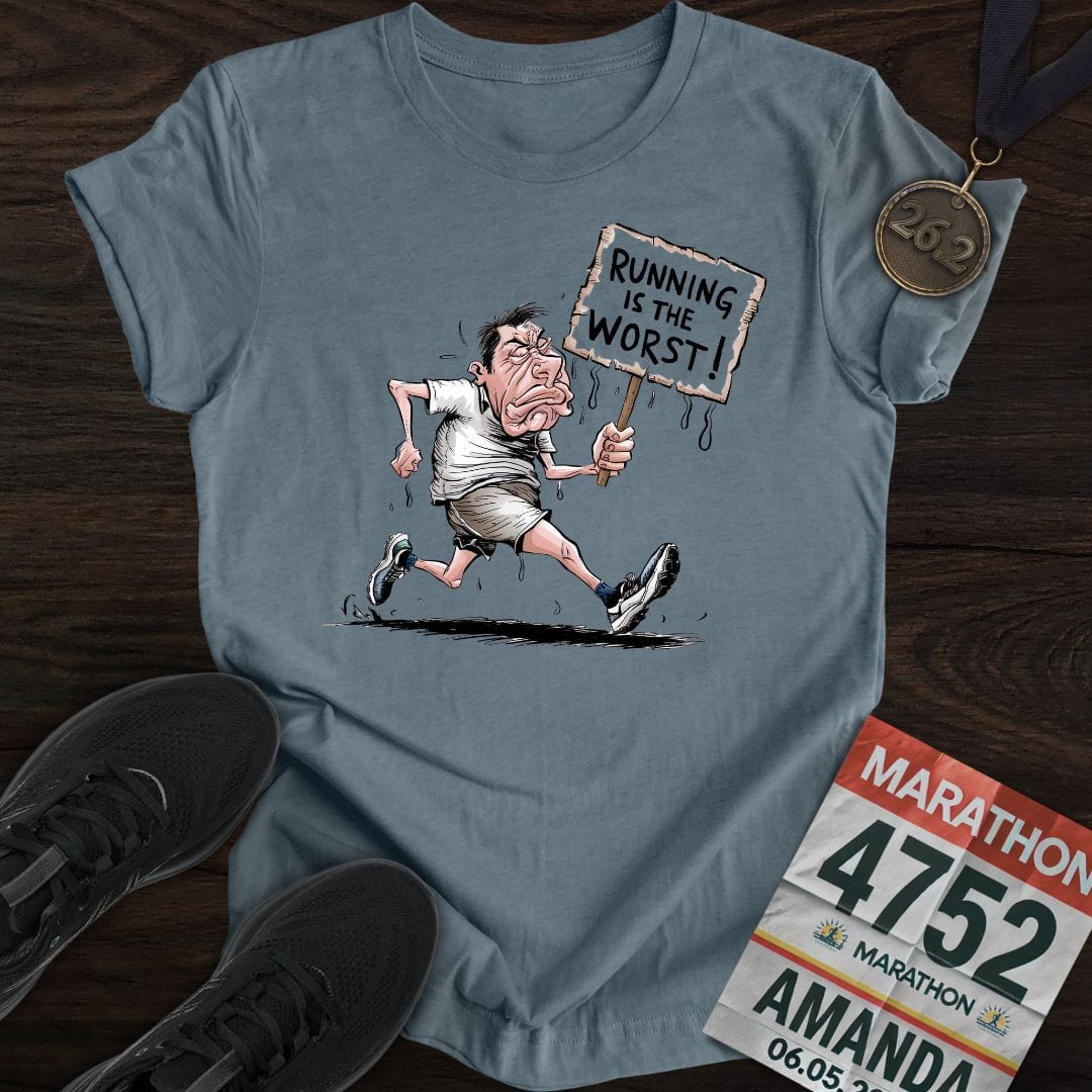 Printify T-Shirt Heather Indigo / S Running is the worst! T-Shirt