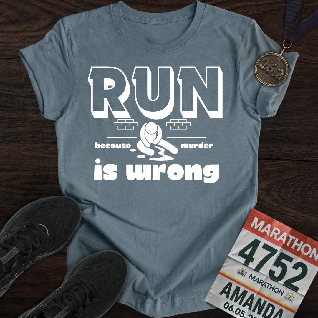 Printify T-Shirt Heather Indigo / S Running or Murder T-shirt