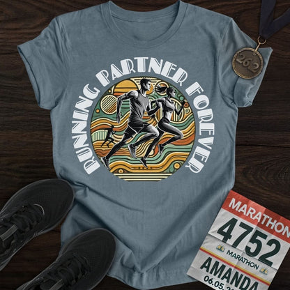 Printify T-Shirt Heather Indigo / S Running Partner Forever T-Shirt