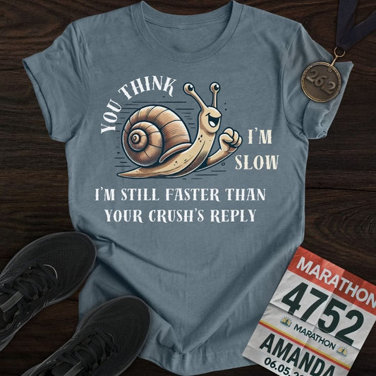 Printify T-Shirt Heather Indigo / S Slow Snail Runner T-Shirt