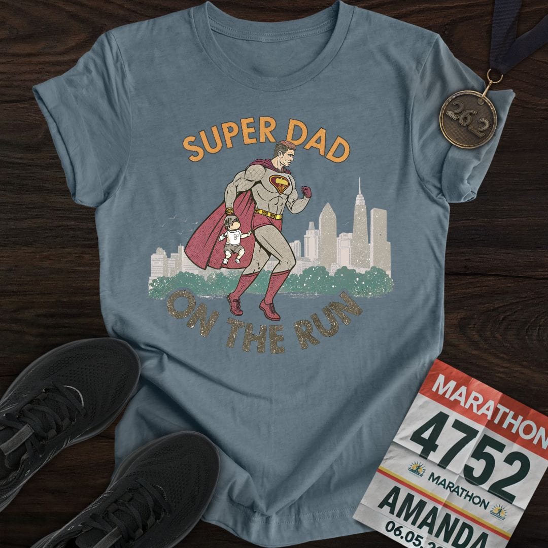 Printify T-Shirt Heather Indigo / S Super Dad Runner T-shirt