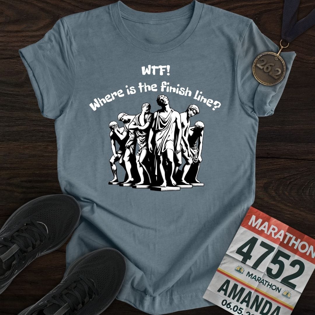 Printify T-Shirt Heather Indigo / S Where is The Finish Line? T-Shirt